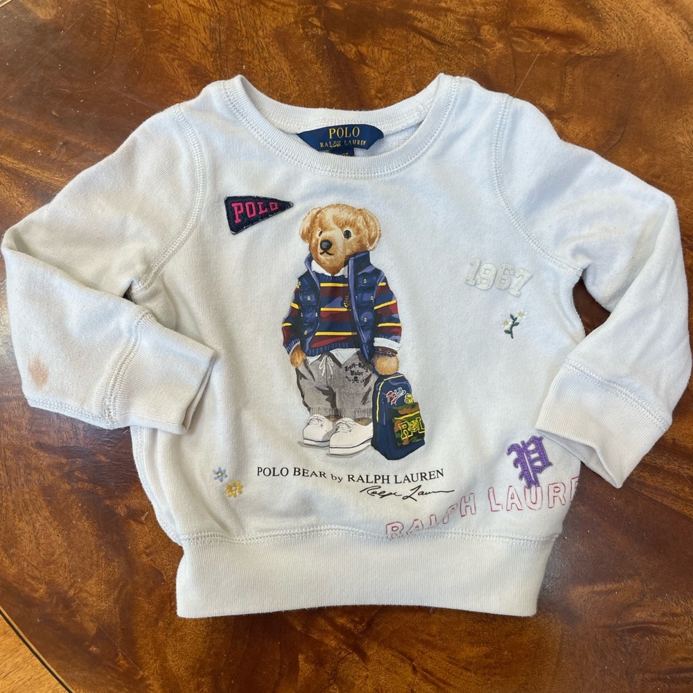 Ralph Lauren Polo Bear 2T Unisex Toddler Sweatshirt with Polo Bear